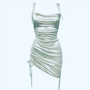 Satin Maxi slip dress in pastel teal